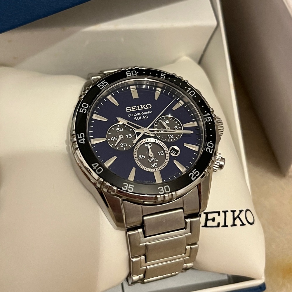 SEIKO SOLAR PRO CHRONOGRAPH QUARTZ WATCH | SEIKO PACKAGING | LIKE NEW CERTIFIED